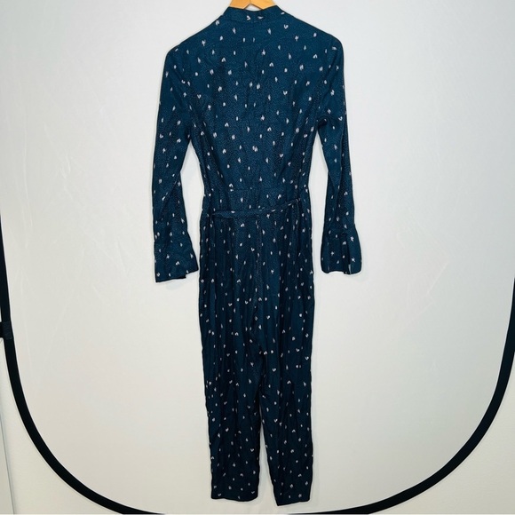 Tailored Rebecca Taylor Navy Blue Silk-Blend Tie-Waist Jumpsuit. Size 2. - Picture 4 of 16